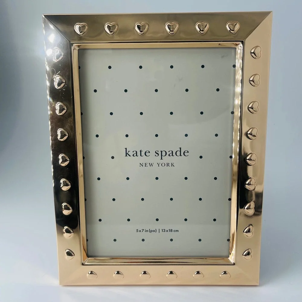 Kate Spade New York Heart 5x7 Photo Frame Gold Lenox NWOB Wedding Gift